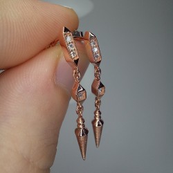 Dangle Spike Earrings, Diamond Dangle Studs, 14K-18K Dangle Drop Earrings, Spike Drop Earrings, Unique Drop Earrings