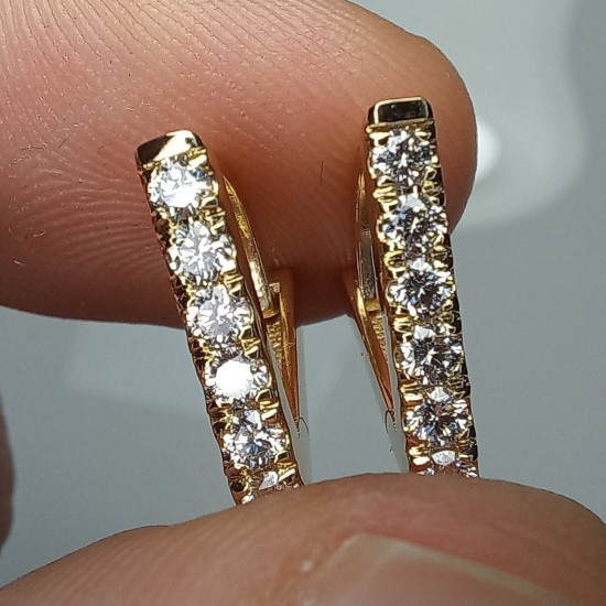 Triangle Thick Diamond Huggies, Bold Triangle Diamond Earrings, Geometric Diamond Hoops, 14K Diamond Hoops Earrings, Spike Diamond Hoops