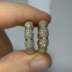 1.30ct Big Diamond Pave Hoops, 14K-18K Gorgeous Diamond Earrings, Huge Diamond Hoops