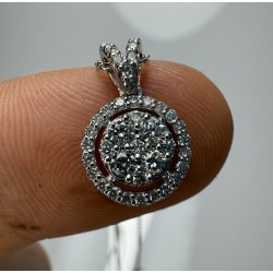 Round Halo Diamond Necklace, 14K-18K Cluster Diamond Pendant, Pave Diamond Charm, Round Shape Diamond Set, Round Shape Charm