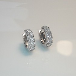 18K Extra Thick Diamond Huggies, 3MM Diamonds Hoops, Bold Diamond Earrings, 14K 1.10ct Huggie Hoops, Chunky Big Diamond Huggies