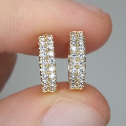 Diamond Double Row Hoops, Classic Bold Diamond Row Earrings, Pave Diamond Huggie Hoop, Micro Pave Diamond Earrings, Sturdy Diamond Hoops