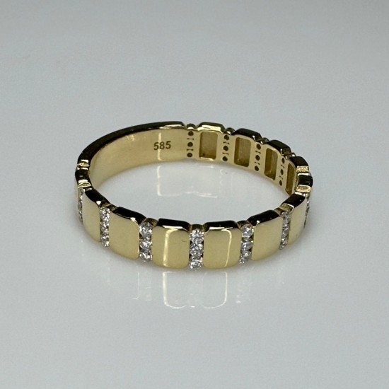 Rectangle Shape Band, Channel Set Diamond Band, 14K-18K Distance Eternity Diamond Ring, Geometric Anniversary Ring, Flat Diamond Band