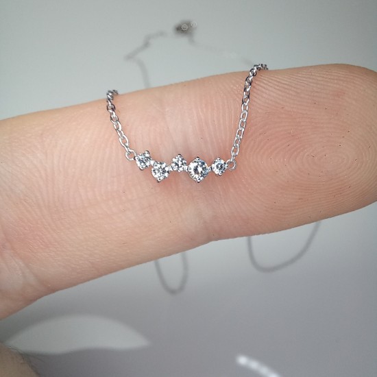 Cluster Diamond Pendant, 14K Floating Diamond Necklace, Tiny Diamond Charm, Prong Diamond Cluster, Delicate Diamond Necklace