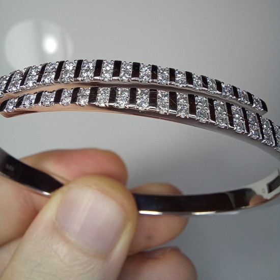 Wrap Diamond Bracelet, Diamond Cuff Bracelet, Genuine Diamond Solid Bracelet, 14K Unique Diamond Cuff, Multi Diamond Bangle