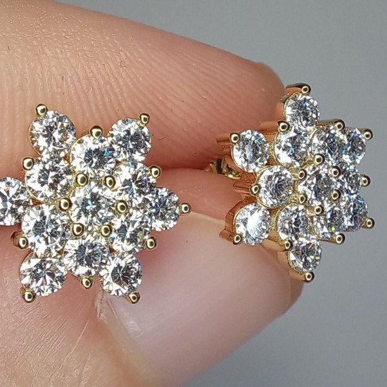 Big Snowflake Diamond Studs, Floral Diamond Earrings, 1.80ct Diamond Flower, Snowflake Diamond Earrings, Gorgeous Big Diamond Stud Earrings