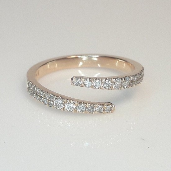 14K Wrap Diamond Ring, Open Pave Diamond Band, Sprial Solid Gold Ring, Mother's Day Diamond Ring, Row Genuine Diamond Band