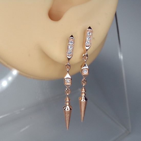 Dangle Spike Earrings, Diamond Dangle Studs, 14K-18K Dangle Drop Earrings, Spike Drop Earrings, Unique Drop Earrings