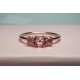 Triple Rose Rose Cut Pink Sapphire Ring, 14K Three Stone Rose Cut Sapphire Band, Dainty Pink Stone Band, Stackable Pink Sapphire Ring