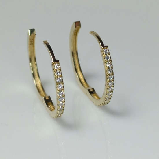 14-18K Diamond Hoops, 15MM Diamond Hoop Earrings, Large Diamond Hoops, Genuine Diamond Hoops, Thin Diamond Hoop Earrings