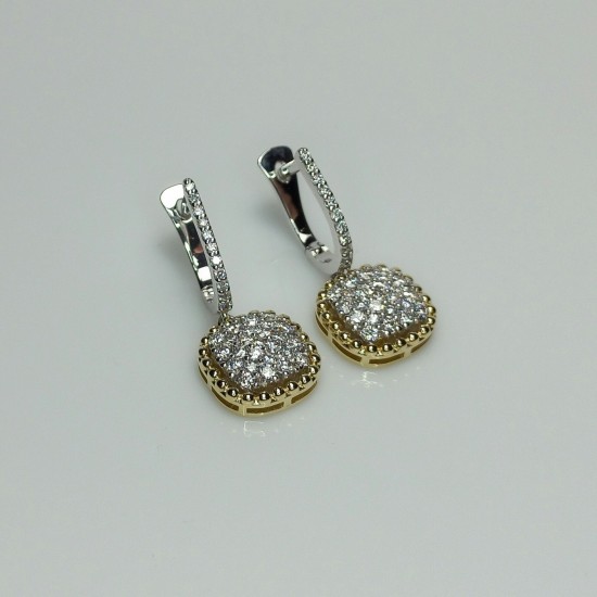 Cushion Shape Diamond Earrings, 14K-18K Pave Diamond Statement Hoops, Beaded Diamond Huggies, Multi Pave Diamond Earrings