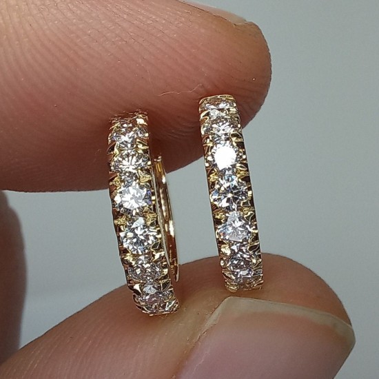 Big Thick Diamond Huggies, Bold Diamond Earrings, 14K Huggie Hoops, 18K Chunky Big Diamond Huggies