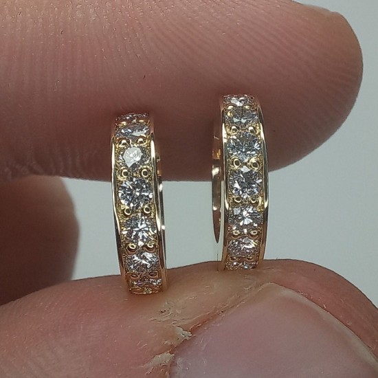 Diamond Earrings, Channel Diamond Earrings, Thick Diamond Huggies, Bold Diamond Earrings, 14K Huggie Hoops, 18K Chunky Big Diamond Huggies