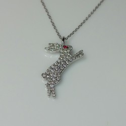 Diamond Rabbit Necklace, Genuine Diamond And Ruby Bunny, 14K-18K Rabbit Pendant, Animal Jewelry, Easter Rabbit Diamond Jewelry