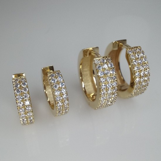 Diamond Double Row Hoops, Classic Bold Diamond Row Earrings, Pave Diamond Huggie Hoop, Micro Pave Diamond Earrings, Sturdy Diamond Hoops