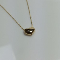 Puffy Heart Necklace, 14K Golden Heart, Solid Gold Heart Necklace, Heart Pendant, Minimalist Heart Necklace