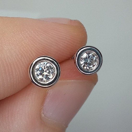 Diamond Stud Earrings, Bezel Diamond Studs, 0.20ct Diamond Stud Earrings, Eveyday Diamond Earrings, Solitaire Diamond Studs