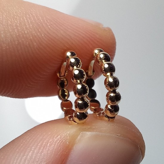 14K-18K Beaded Hoops, Solid Gold Beaded Earrings, Daily Hoop Earrings, Stackable Hoops, Mini Huggie Hoops