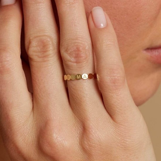 Mama Ring, Buble Eternity Ring, Mother's Day Ring, 14K Gold Mama Ring, Mom Ring, Personalized Ring