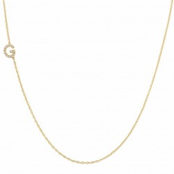 14K Diamond Asymmetrical Single Initial Necklace, İnitial Pendant, Diamond Letter Necklace, 14K Letter Chain, Customize Letter Necklace