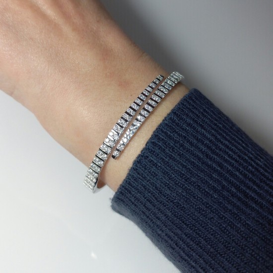 Wrap Diamond Bracelet, Diamond Cuff Bracelet, Genuine Diamond Solid Bracelet, 14K Unique Diamond Cuff, Multi Diamond Bangle