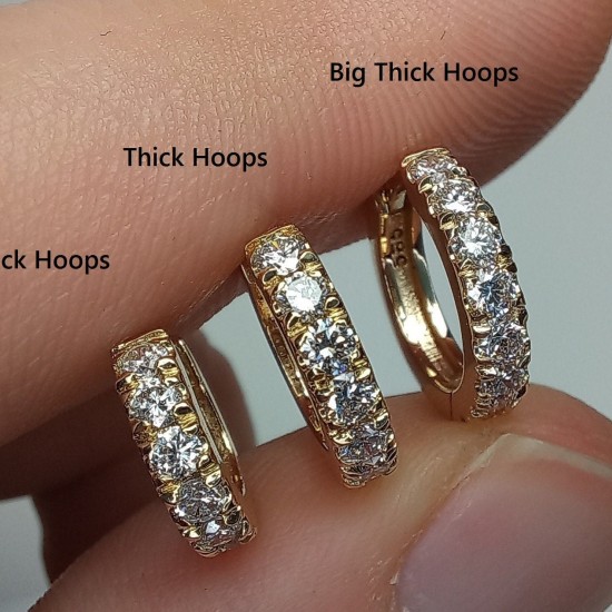 Big Thick Diamond Huggies, Bold Diamond Earrings, 14K Huggie Hoops, 18K Chunky Big Diamond Huggies