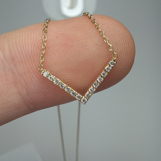 V Necklace, Chevron Necklace, 14K V necklace, V Diamond Necklace, Minimal V necklace, 14K Solid Gold, Tiny Necklace