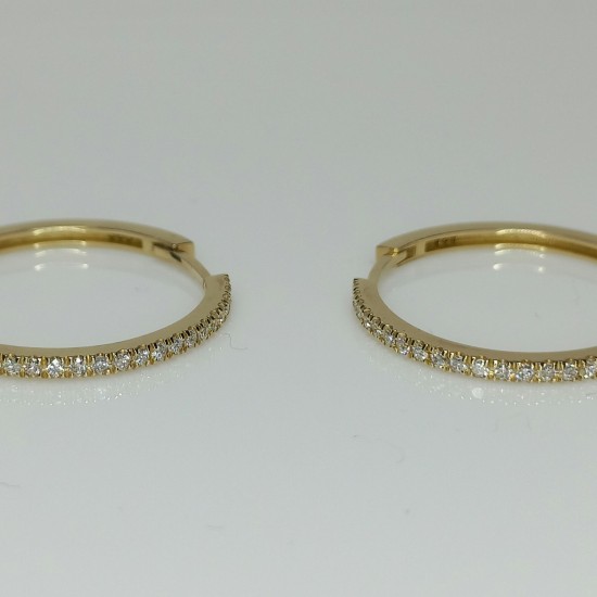 14-18K Large Diamond Hoops, 20MM Diamond Hoop Earrings, Large Diamond Hoops, Genuine Diamond Hoops, Thin Diamond Hoop Earrings