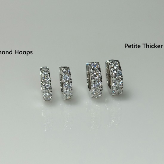 Petite Thicker Diamond Huggies, Bold Cartlige Diamond Earrings, Big Diamond Small Hoop Earrings, 14K-18K 0.70ct Hoops, Chunky Diamond Huggie