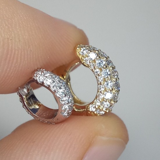 Thick Pave Diamond Hoops, Half Eternity 1.00ct Diamond Dome Huggies, 14K-18K Thick Pave Diamond Earrings, Big Pave Genuine Diamond Hoops