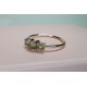 Triple Rose Rose Cut Green Sapphire Ring, 14K Three Stone Rose Cut Sapphire Band, Dainty Green Stone Band, Stackable Green Sapphire Ring