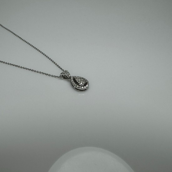 Teardrop Shape Diamond Necklace, 14K-18K Cluster Diamond Pendant, Pave Diamond Charm, Teardrop Diamond Charm, Drop Shape Pendant