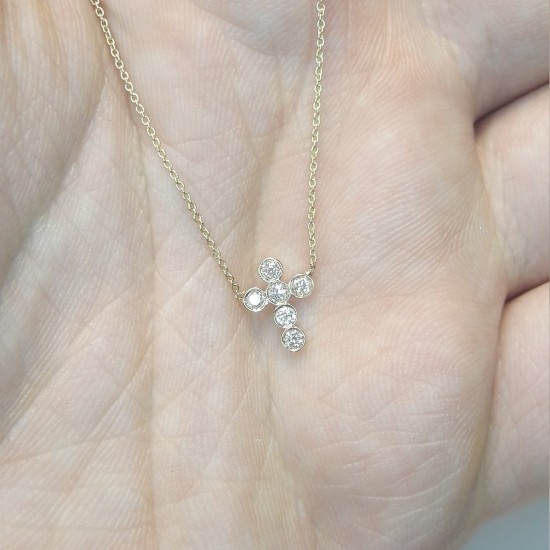 14K Diamond Cross Necklace, Cross Pendant, Cross Necklace, Diamond Cross, Small Cross, Tiny Cross Necklace, Diamond Cross, Christmas Gift