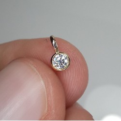 0.12ct VS clarity Diamond Charm, Tiny Diamond Pendant, 4mm Genuine Diamond Charm, Dainty Diamond Charm, Bezel Diamond