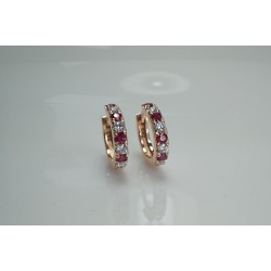 Big Thick Diamond And Ruby Huggies, Bold Diamond Earrings, 14K Huggie Hoops, Chunky Big Diamond Huggies, Natural Pigeon Blood Ruby Hoops