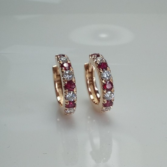 Big Thick Diamond And Ruby Huggies, Bold Diamond Earrings, 14K Huggie Hoops, Chunky Big Diamond Huggies, Natural Pigeon Blood Ruby Hoops