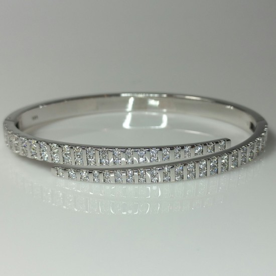 Wrap Diamond Bracelet, Diamond Cuff Bracelet, Genuine Diamond Solid Bracelet, 14K Unique Diamond Cuff, Multi Diamond Bangle