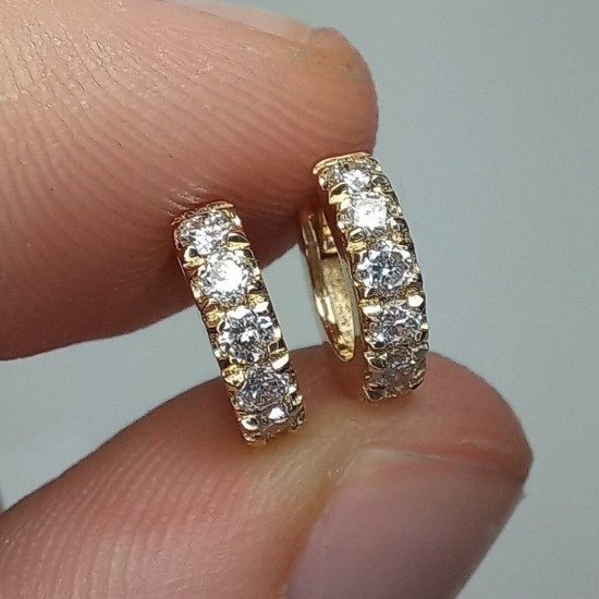 Petite Thick Diamond Huggies, Bold Cartlige Diamond Earrings, Big Diamond Small Hoop Earrings, 14K Tiny Huggie Hoops, Chunky Diamond Huggies