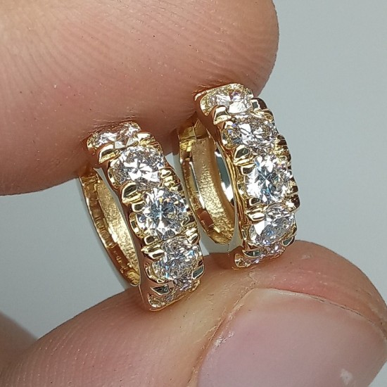 18K Extra Thick Diamond Huggies, 3MM Diamonds Hoops, Bold Diamond Earrings, 14K 1.10ct Huggie Hoops, Chunky Big Diamond Huggies