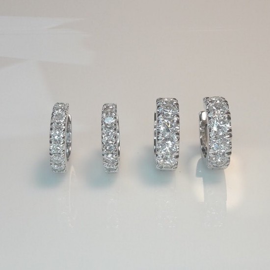 18K Extra Thick Diamond Huggies, 3MM Diamonds Hoops, Bold Diamond Earrings, 14K 1.10ct Huggie Hoops, Chunky Big Diamond Huggies