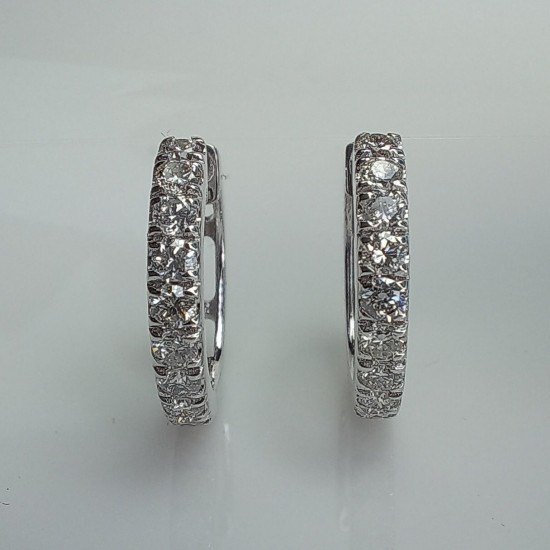 Big Diamond Hoops, Diamond Earrings, 14K Solid Gold Diamond Huggies, Thick Diamond Huggies