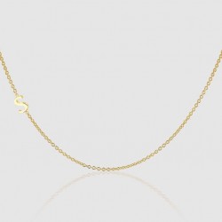 14K Gold Asymmetrical Single Initial Necklace, İnitial Pendant, Letter Necklace, Asymetric Letter Chain, Customize Letter Necklace