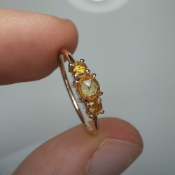 Yellow Sapphire Ring, Triple Rose Cut Genuine Yellow Sapphire Band, 14K Solid Gold Sapphire Rings, Stackable Sapphire Ring, Gemstone Ring