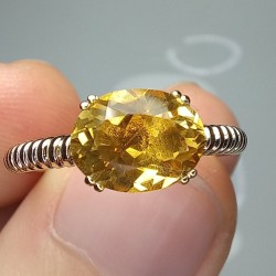 Oval Citrine Spiral Ring, 1.5ct Natural Citrine 14K Gold Ring, Twist Band Gemstone Ring, Thick Spiral Statement Ring, Yellow Gemstone Ring