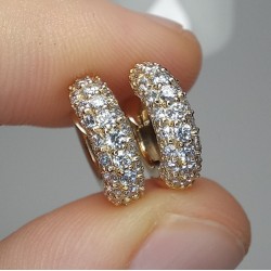 Thick Pave Diamond Hoops, Half Eternity 1.00ct Diamond Dome Huggies, 14K-18K Thick Pave Diamond Earrings, Big Pave Genuine Diamond Hoops