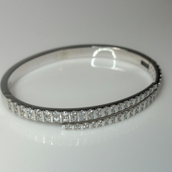 Wrap Diamond Bracelet, Diamond Cuff Bracelet, Genuine Diamond Solid Bracelet, 14K Unique Diamond Cuff, Multi Diamond Bangle