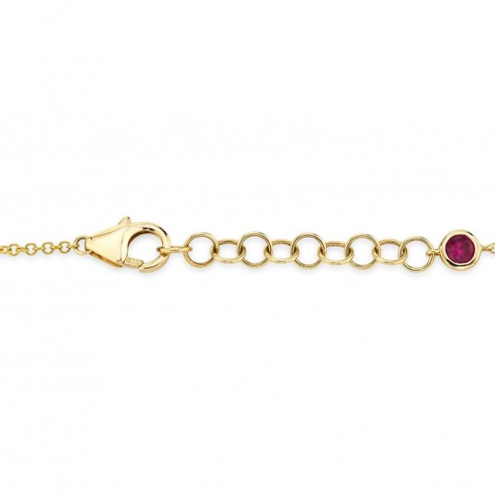 Ruby Bezel Bracelet, 14K Bezel Stone Bracelet, Dainty Gemstone Bracelet, Ruby Bracelet, Natural Ruby, Stackable Chain Bracelet