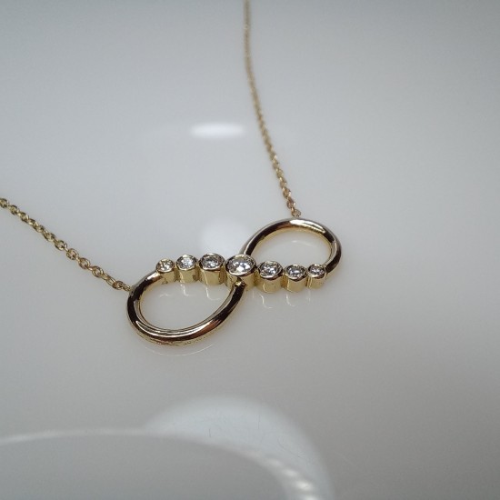 14-18K Infinity Diamond Necklace, Infinity Pendant, Bezel Diamond Infinity, Diamond Love Necklace, Forever Necklace