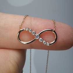 14-18K Infinity Diamond Necklace, Infinity Pendant, Bezel Diamond Infinity, Diamond Love Necklace, Forever Necklace