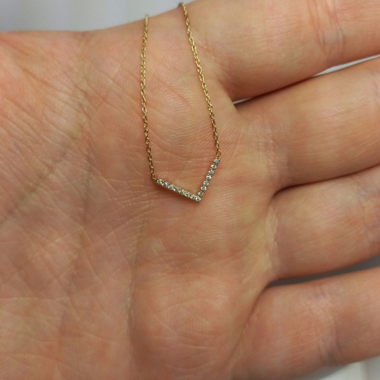 V Necklace, Chevron Necklace, 14K V necklace, V Diamond Necklace, Minimal V necklace, 14K Solid Gold, Tiny Necklace